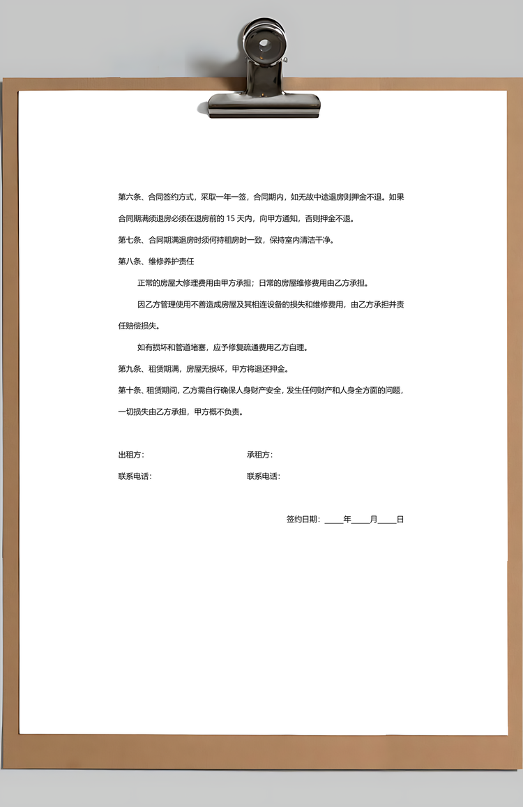 房屋租赁合同Word模板