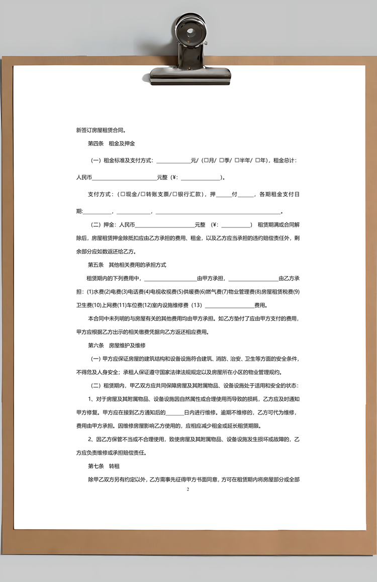 房屋租赁合同Word模板