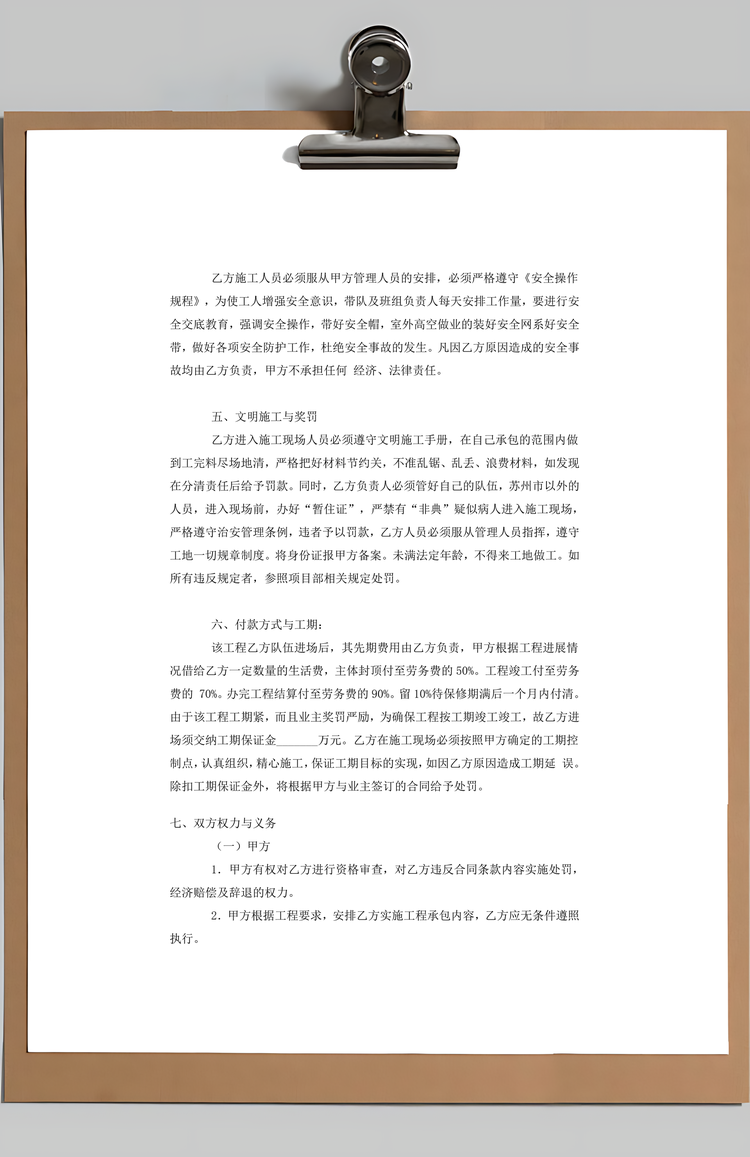 建筑工程施工劳务承包合同Word模板