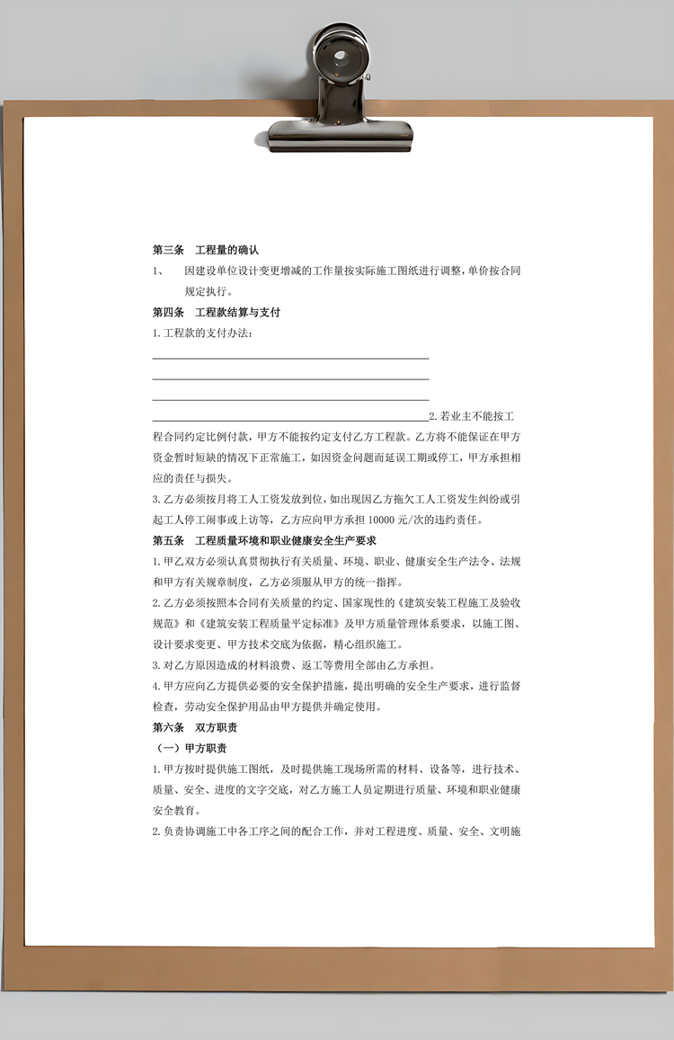 电气安装工程劳务分包合同Word模板