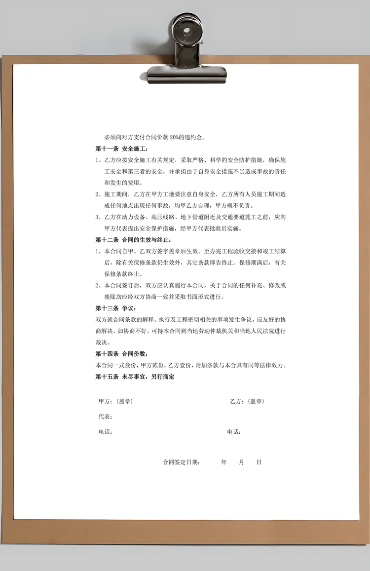 工程承包合同Word模板