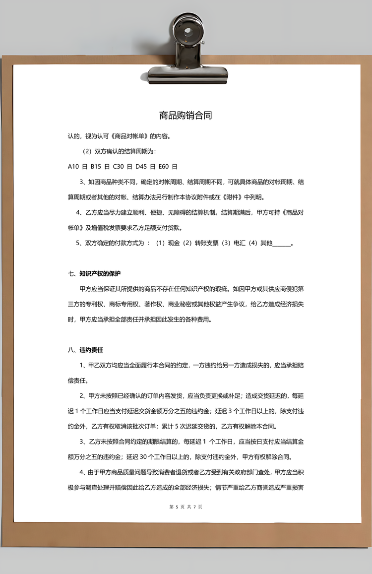 商品购销合同Word模板