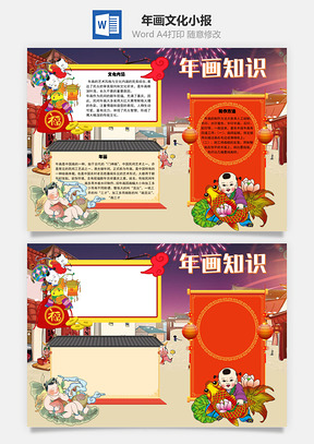 年画知识文化手抄报Word模板