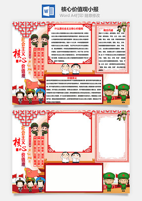 社会主义核心价值观手抄报Word模板