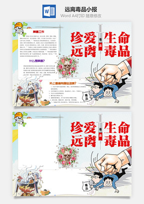 珍爱生命远离毒品word小报手抄报Word模板