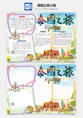 泰国之旅小报Word模板