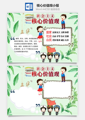社会主义核心价值观word小报手抄报Word模板