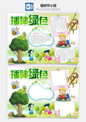 植树节小报Word模板
