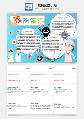 卡通夏日疾病预防word小报手抄报Word模板