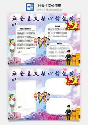 社会主义核心价值观意义手抄报Word模板