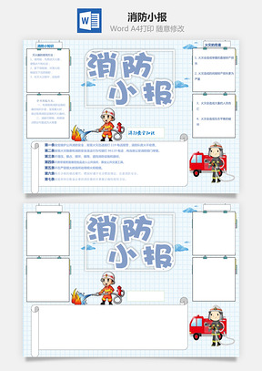消防安全word小报手抄报模板