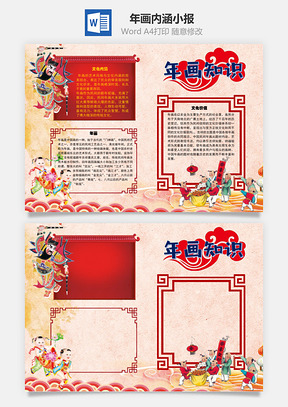 年画知识内涵手抄报Word模板