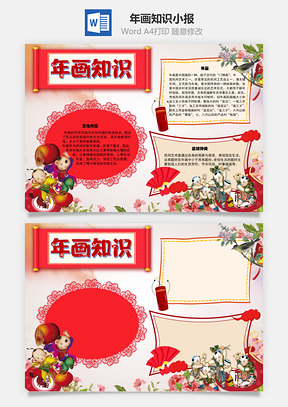 年画知识手抄报Word模板