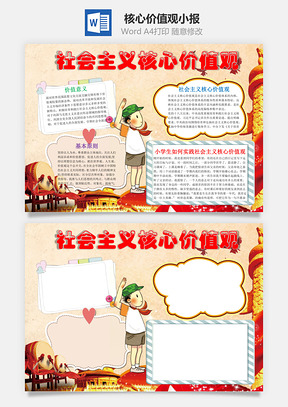 社会主义核心价值观word小报手抄报Word模板