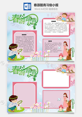 春游踏青习俗手抄报Word模板