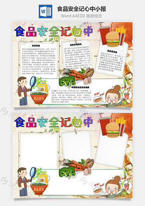 食品安全记心中安全法手抄报Word模板