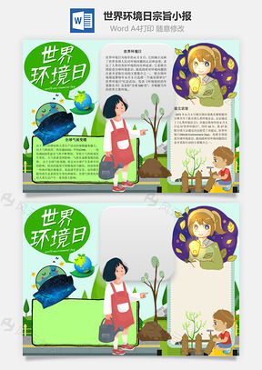世界环境日宗旨手抄报Word模板