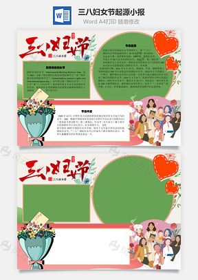 三八妇女节起源手抄报Word模板