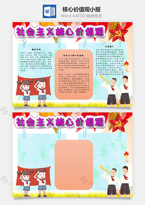 社会主义核心价值观复兴手抄报Word模板