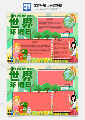世界环境日宗旨手抄报Word模板