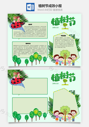 植树节成效手抄报Word模板
