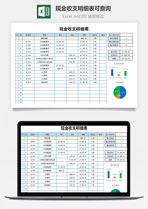 现金收支明细表可查询