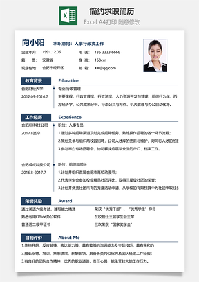 简约求职简历Excel模板