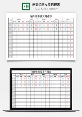 电商销售发货月报表