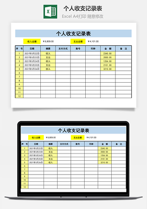 个人收支记录表