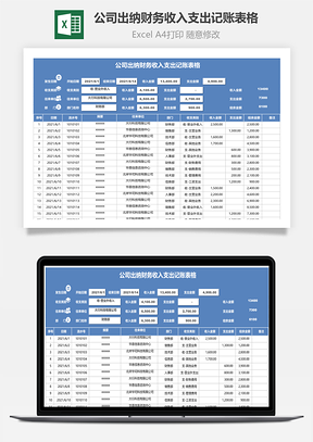 公司出纳财务收入支出记账表格