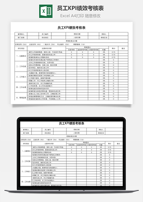 员工KPI绩效考核表