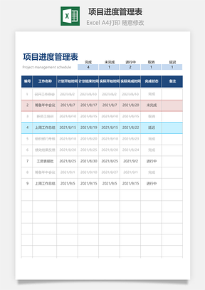 项目进度管理表