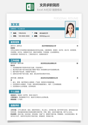 个人简历文员求职简历Excel模板