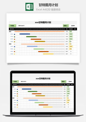 甘特图月计划Excel模板