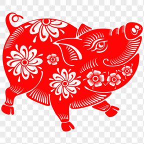 2019猪年恭喜发财红色剪纸
