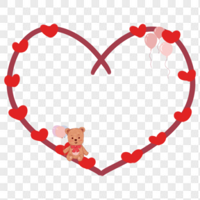 情人节红色心形气球小熊可爱