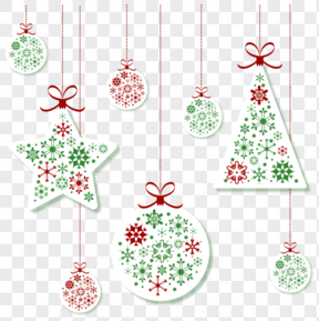 白色纸质圣诞吊球与挂饰矢量素材