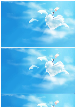 云端的天使 心形云朵背景图片