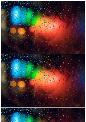透过车窗玻璃的下雨天霓虹灯ppt背景图片