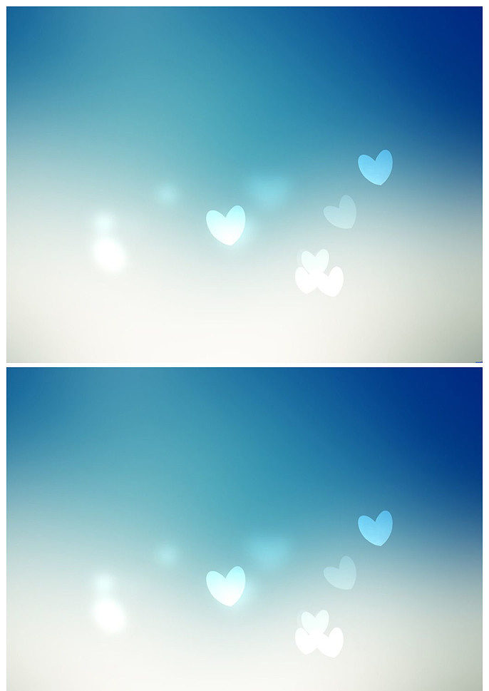 透明心形梦幻蓝色ppt背景图片