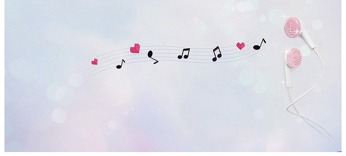 耳塞 音符 淡雅背景图片
