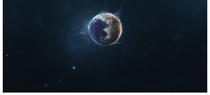 浩瀚宇宙中的唯美蓝色地球星空背景ppt图片