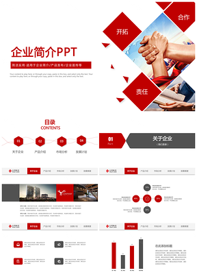 红色简约企业宣传产品宣传企业简介PPT模板