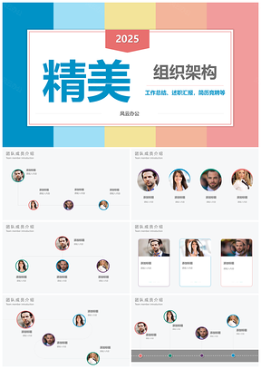 2025彩色组织架构PPT图表