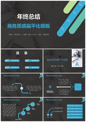 2025灰色年终总结商务质感扁平化PPT模板