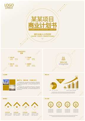 高端简约金色大气商业计划书创业计划书PPT模板