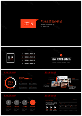 2025红色年终商务总结PPT模板