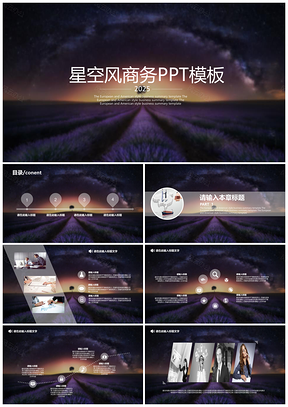 2025白色星空风薰衣草商务PPT模板
