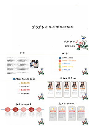 2025白色简约年终报告PPT模板