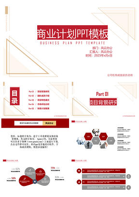 2025红色商务通用商业计划书清新简约PPT模板